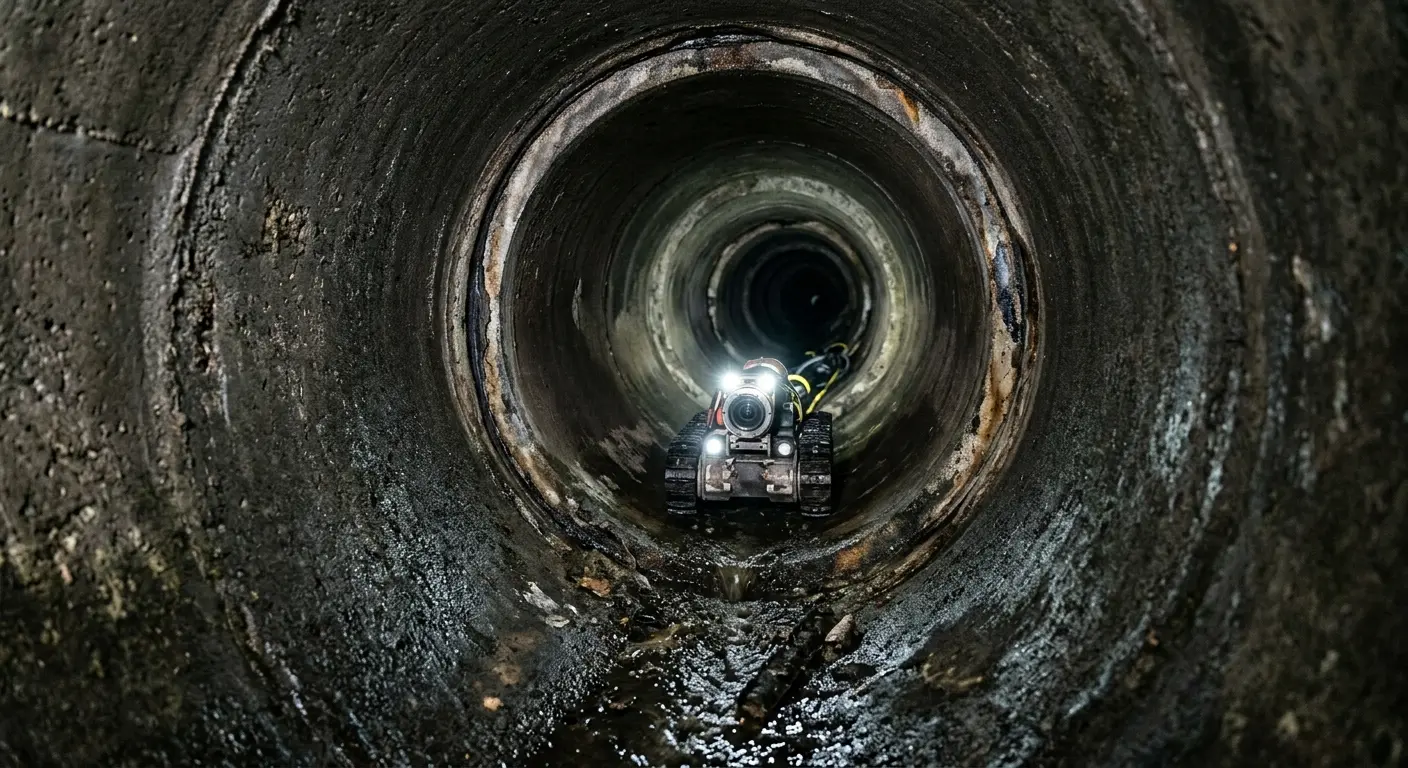 Robotic sewer camera inspecting pipe interior for Drain Snake Service in Warsaw
